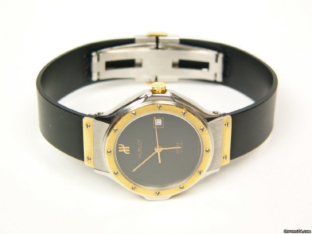 Hublot Classic Lady stainless steel and gold rubber band. Ref 139.100.2