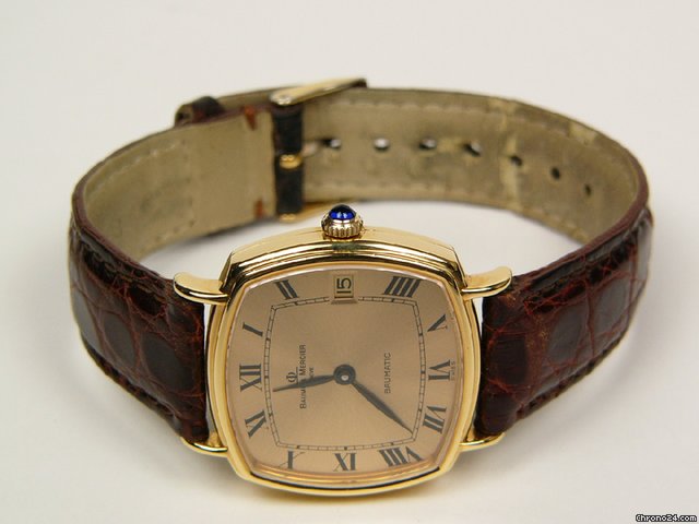 replica Baume & Mercier Baumatic yellow gold and leather strap Mod.37069 WATCHES 1 