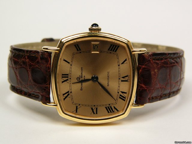 Baume & Mercier Baumatic yellow gold and leather strap Mod.37069