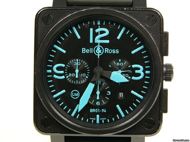 Bell & Ross black steel and rubber Mod. BR01-94S