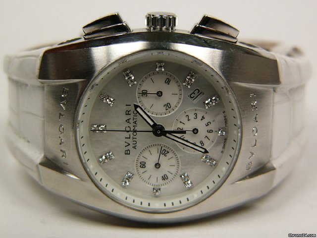 Bulgari Ergon chronograph steel diamonds white bracelet Mod. L2329