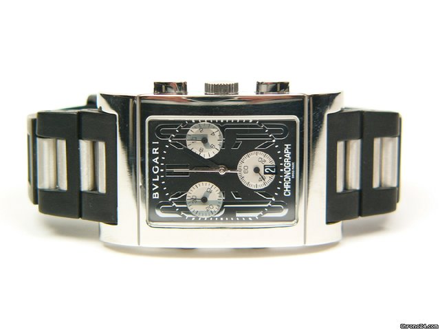 Bulgari Rettangolo chronograph stainless steel and rubber Mod RTC49S