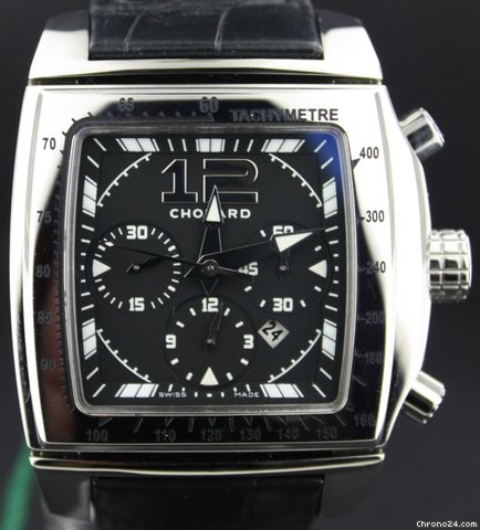 Chopard Two O Ten unisex steel, croco strap Chronograph