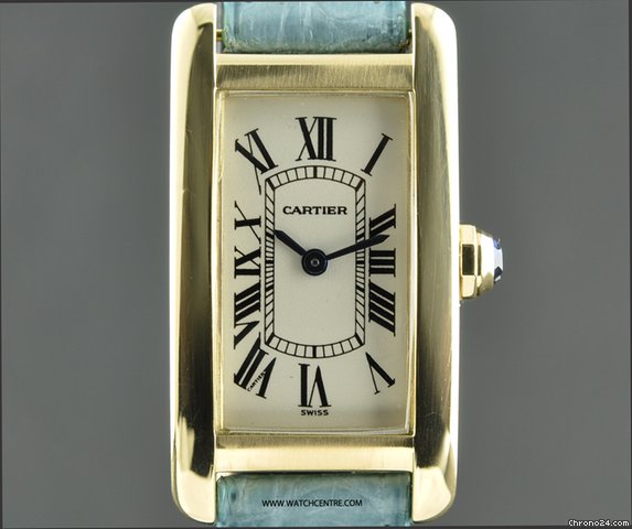 Cartier 18k Y/G Silver Dial Ladies Tank Americaine