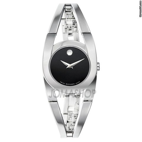 Movado Amorosa Stainless Steel Black Dial Ladies Watch 0606394