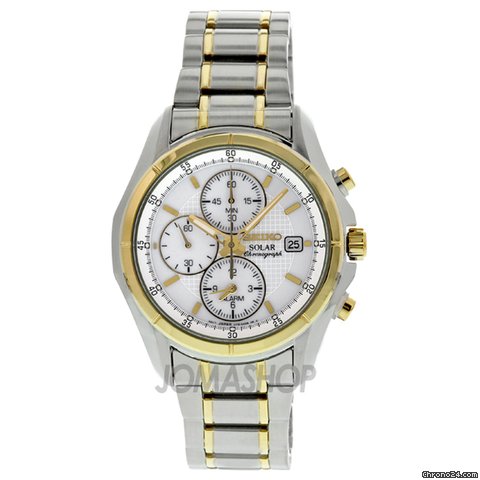 Seiko 5 White Dial Two Tone Stainless Steel Mens Watch SSC002