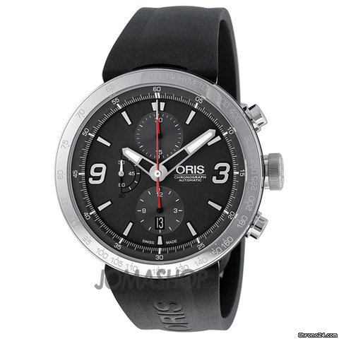 Oris TT1 Chrono Black Rubber Stainless Steel Mens Watch 01 674 7659 4163 07 4 25 06