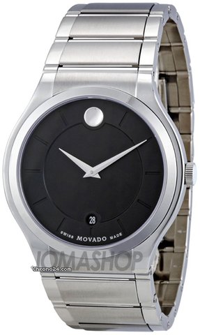 Movado Quadro Black Dial Stainless Steel Mens Watch 0606478