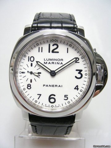 Panerai Luminor Marina steel/acier sur cuir cadran blanche/white dial