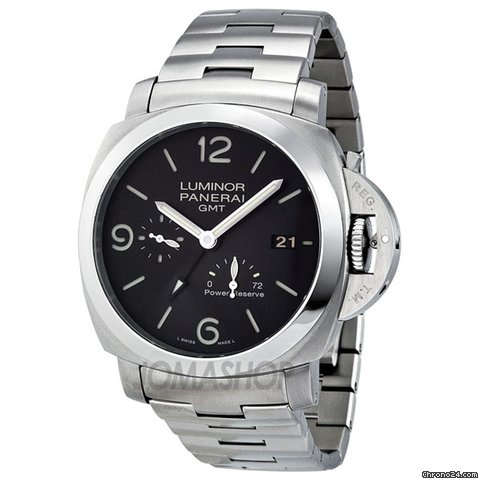 Panerai Luminor 1953 Black Dial GMT Automatic Stainless Steel Mens Watch PAM00347
