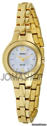 Seiko Gold-tone Dress White Dial Solar Quartz Ladies Watch SUP026