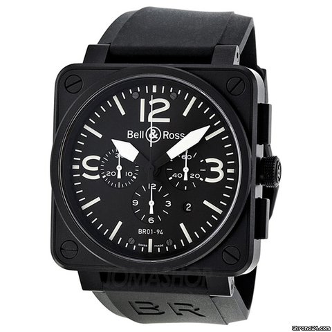 Bell & Ross Carbon Chronograph Black Dial Stainless Steel Mens Watch BR0194-BL-CA