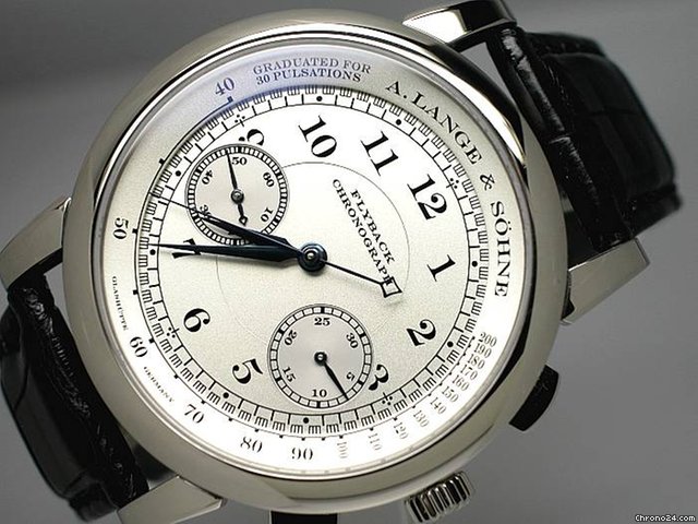 A. Lange & Sohne "1815 CHRONOGRAPH" FLYBACK 18K/750 Wei gold-Lederband
