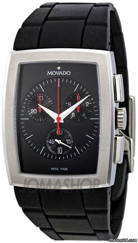 Movado Eliro Chrono Black Dial Rubber Mens Watch 0606393