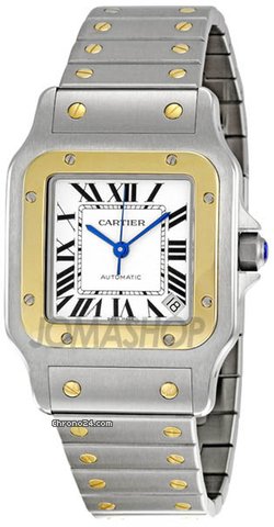 Cartier Santos Galbee 18kt Yellow Gold and Steel XL Mens Watch W20099C4