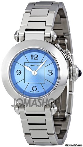 Cartier Miss Pasha Blue Dial Stainless Steel Ladies Watch W3140024