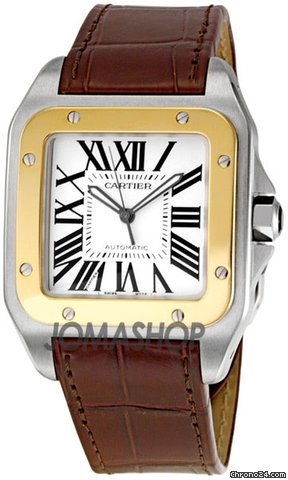 Cartier Santos 18kt Yellow Gold and Steel Automatic Mens Watch W20072X7