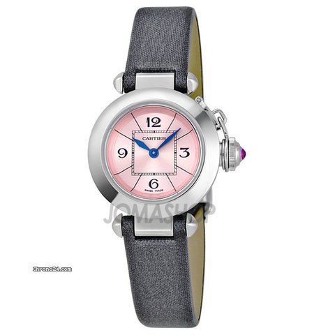 Cartier Miss Pasha Pink Dial Satin Strap Ladies Watch W3140026