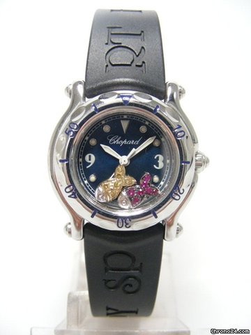 Chopard Happy Sport lady size steel on rubber/acier sur caoutchouc two fish in diamonds/deux poissons en diamants