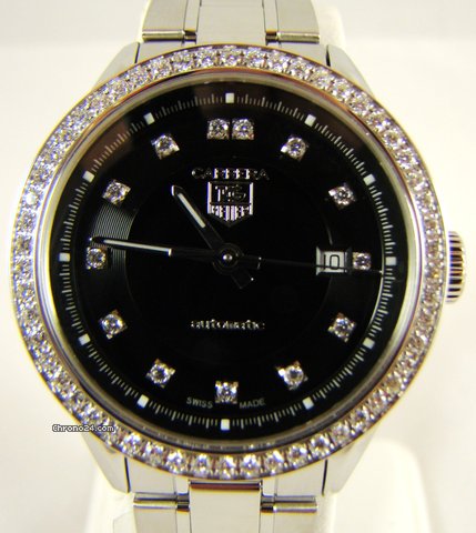 replica TAG Heuer CARRERA LADIES AUTOMATIC DIAMOND BLACK WATCH WATCHES 1 