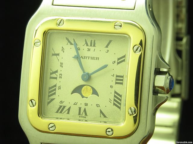 replica Cartier Santos 18kt Gold / Edelstahl Mondphase Unisexuhr WATCHES 1 