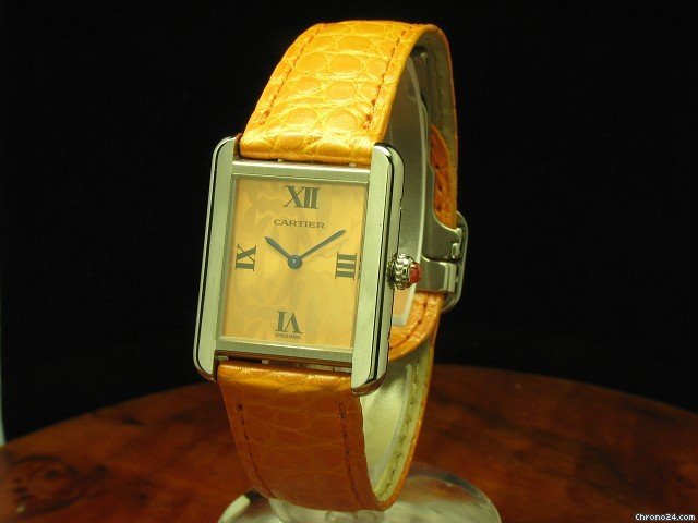 Cartier Tank Edelstahl Damenuhr/ Besonderes Zifferblatt