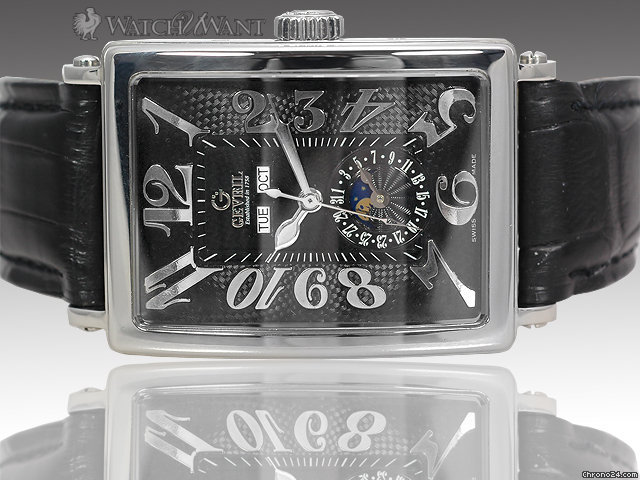 Gevril Avenue of Americas Triple Date Moonphase Automatic XL - Special Edition 500 Pieces - 34mm Stainless Steel - Ref 5031 - Boxes/Papers 100% Complete