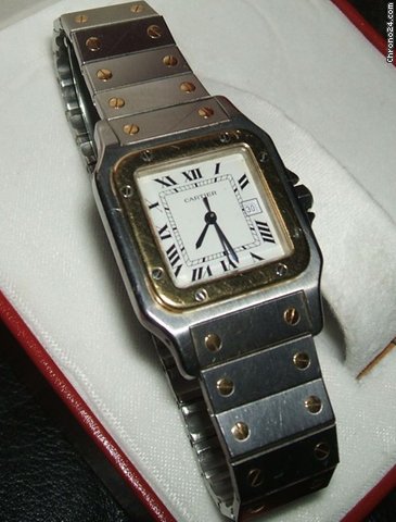 Cartier SANTOS Herren Men Automatik 18K Gold Edelstahl mit Box