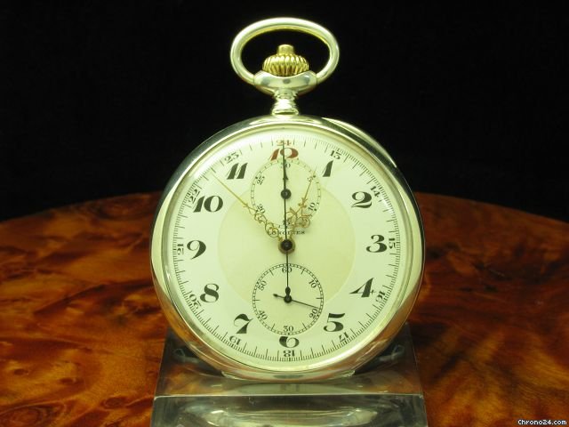 Longines Open Face Lepine Taschenuhr Chronograph 900 Silber
