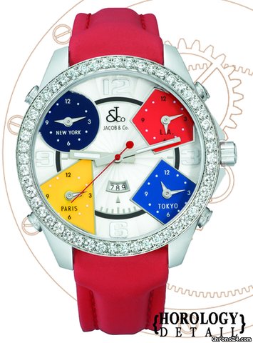 Jacob & Co. 5 Time Zone 47mm Diamond Watch - JC1