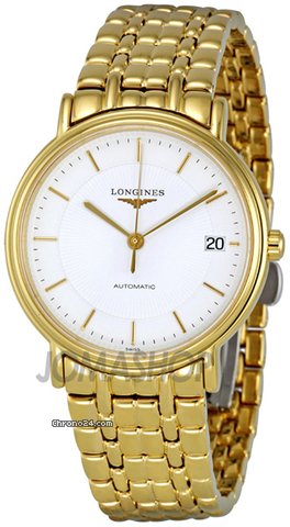 Longines White Dial Automatic Gold PVD Stainless Steel Bracelet Mens Watch L48212188