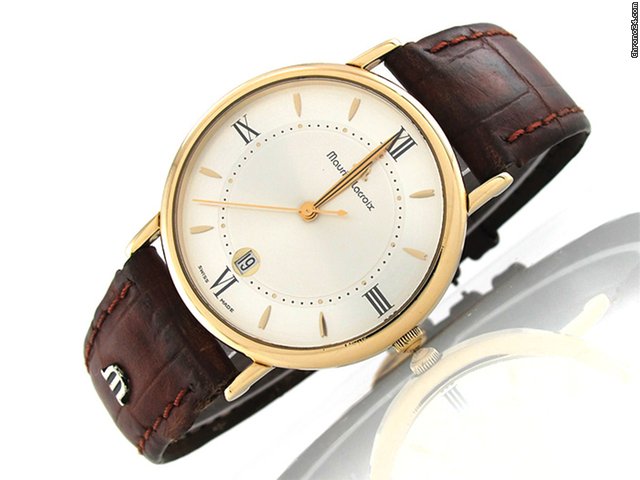 Maurice Lacroix Damenuhr 69686 35 mm Edelstahl vergoldet Quarz