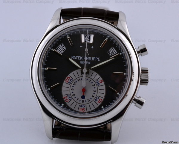 replica Patek Philippe Platinum Chronograph  Annual Calendar Grey Dial 40.5MM WATCHES 1 