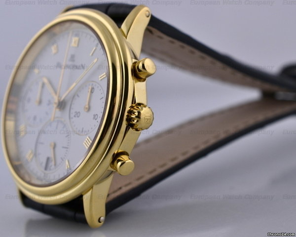 replica Blancpain Villeret Chronograph 18K Yellow Gold White Roman Dial 34MM WATCHES 1 