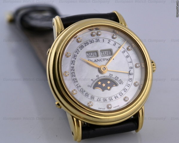 replica Blancpain Ladies Complete Calendar Moon Diamond MOP 18K  YG/strap WATCHES 1 