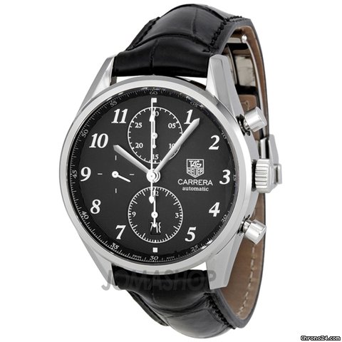 TAG Heuer Carrera Automatic Chronograph Black Alligator Leather Mens Watch CAS2110.FC6266
