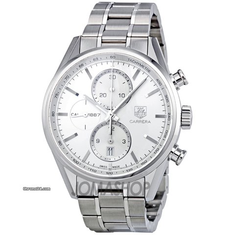 TAG Heuer Carrera Automatic Chronograph Silver Dial Stainless Steel Mens Watch CAR2111.BA0720