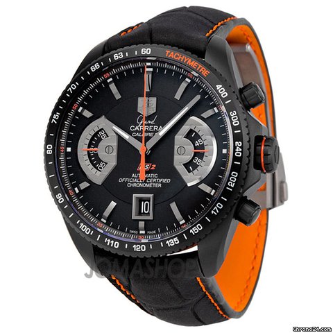 TAG Heuer Grand Carrera Black Dial Leather Automatic Chronograph Mens Watch CAV518K.FC6268