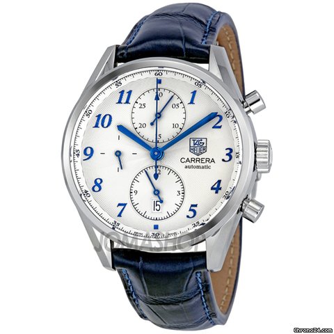 TAG Heuer Carrera Heritage Chronograph Automatic Blue Alligator Leather Mens Watch CAS2111.FC6292