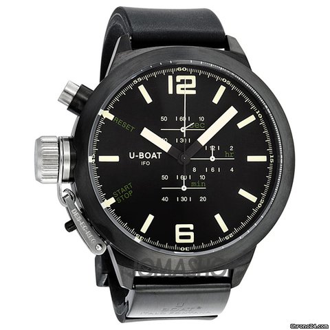 U-Boat Black Dial Rubber Stainless Steel Mens Watch 1022