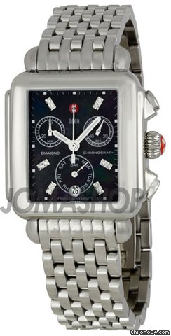 Michele Ladies Day Deco Black Dial Chronograph Watch MWW06P000015