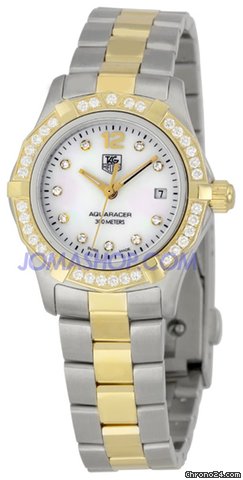 TAG Heuer Aquaracer Diamond Set Bi-Metal Bracelet Ladies Watch WAF1450.BB0825