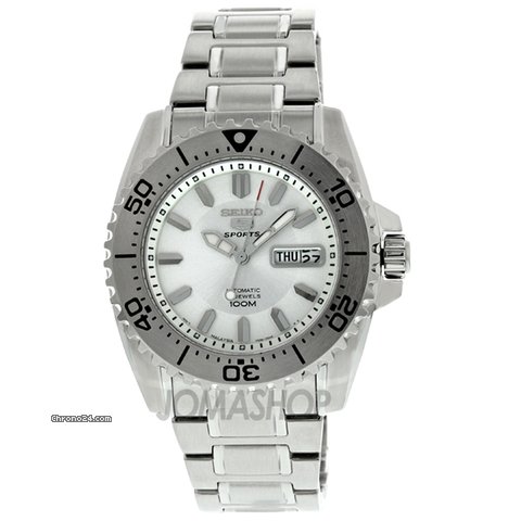Seiko 5 Automatic White Dial Stainless Steel Mens Watch SNZG35