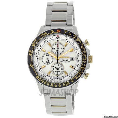 Seiko Flight Solar Quartz Stainless Steel Mens Watch SSC011