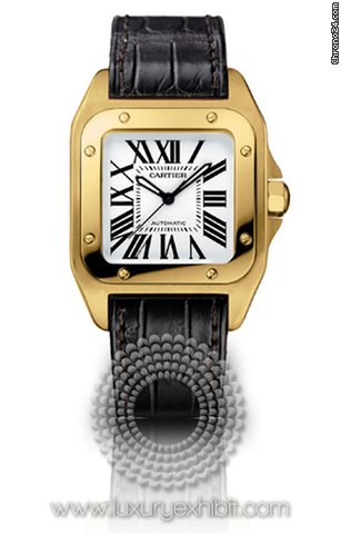 Cartier Santos 100 18kt Yellow Gold Ladies Watch W20112Y1