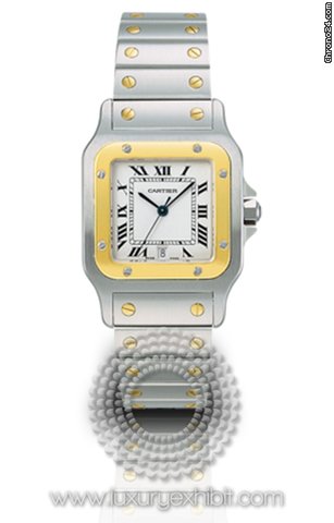 Cartier Santos 18kt Yellow Gold and Stainless Steel Mens Watch W20011C4