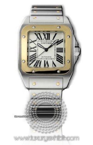 Cartier Santos 100 18kt Yellow Gold and Stainless Steel Mens Watch W200728G