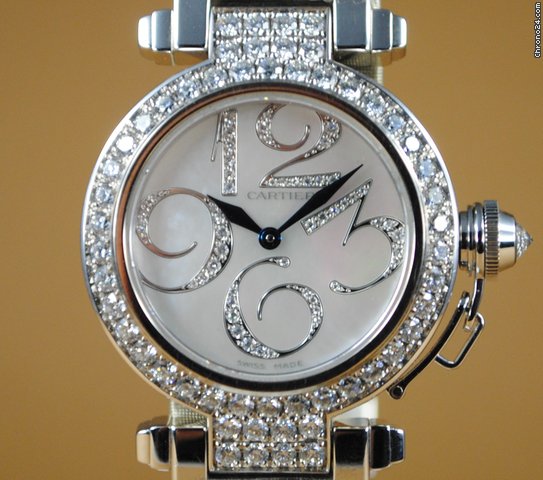 Cartier Pasha whitegold pave diamonds Wei gold