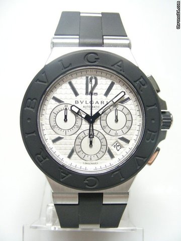 Bulgari Diagono chronographe steel and rubber/acier caoutchouc lunette caoutchouc cadran silver dial