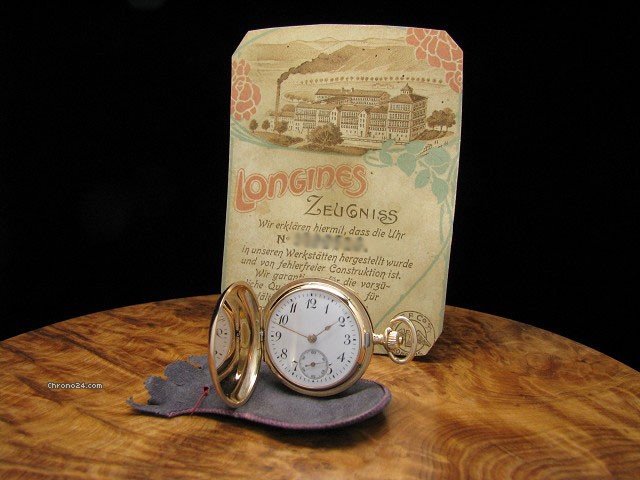 Longines 14kt Gold Savonnette Taschenuhr / Orig. Blatt